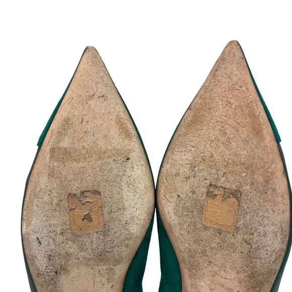 Jimmy Choo Saia Pointed-toe Mesh-panelled Suede Flats In Emerald Size 39 - Picture 11 of 15